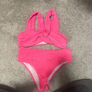 SHEIN Pink Textured Bikini Set